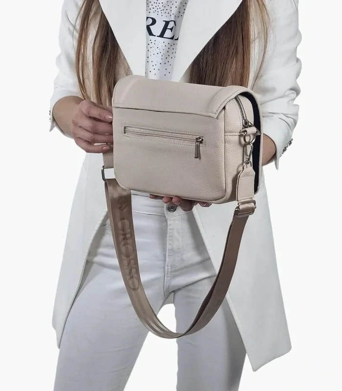 Štýlová béžová crossbody kabelka Grosso 25x18x10