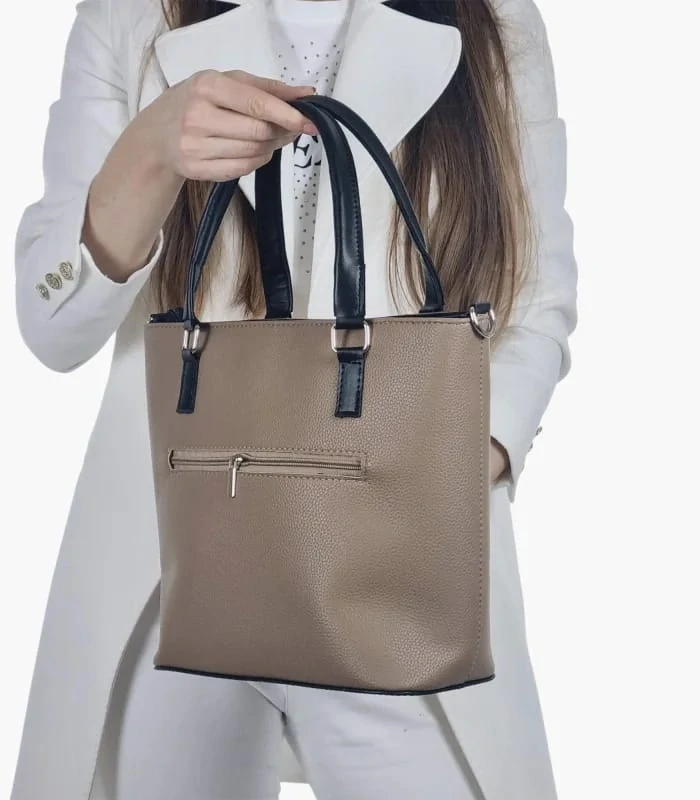 Hnedá elegantná kabelka s rúčkami a remienkom Grosso 35x27x13