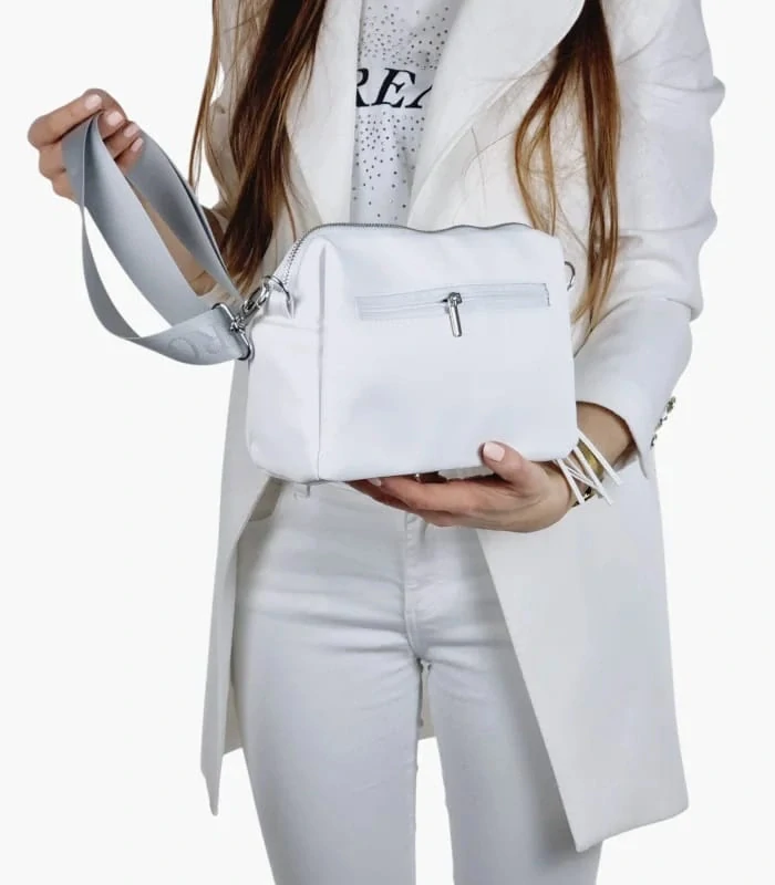 Biela crossbody kabelka s 3 kapsickami na zips Grosso 26x18x9