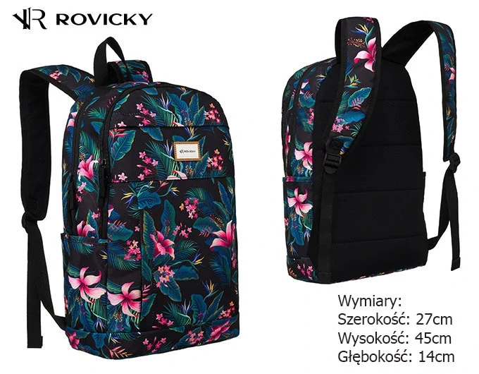 Čierny vzorovaný batoh Peterson s kapsou so zipsom 45x27x14