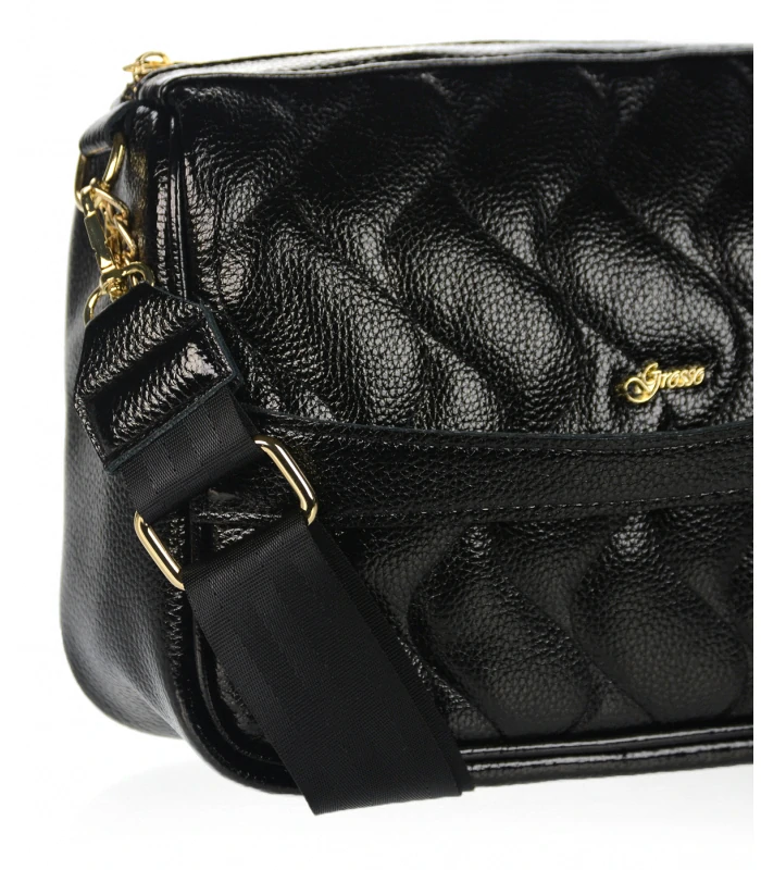 Čierna elegantná crossbody kabelka so zlatým zipsom GROSSO 28x20x10