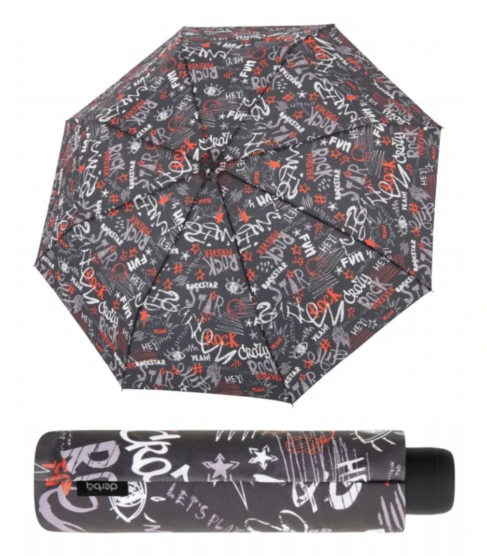 Hit Mini Graffiti Čierno-bielo/červený skladací dáždnik Derby 24cm