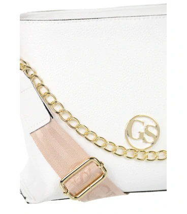 Biela elegantná crossbody kabelka so zlatou retiazkou a remienkom Grosso 25x20x9