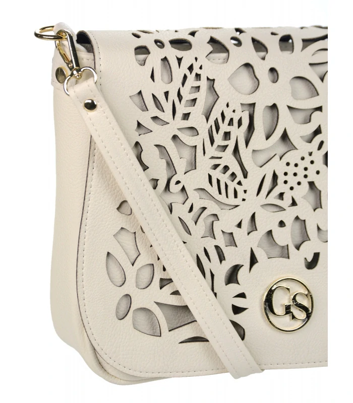 Pudrovo-ružová crossbody kabelka s vylaserovanými vzormi GROSSO 30x25x10