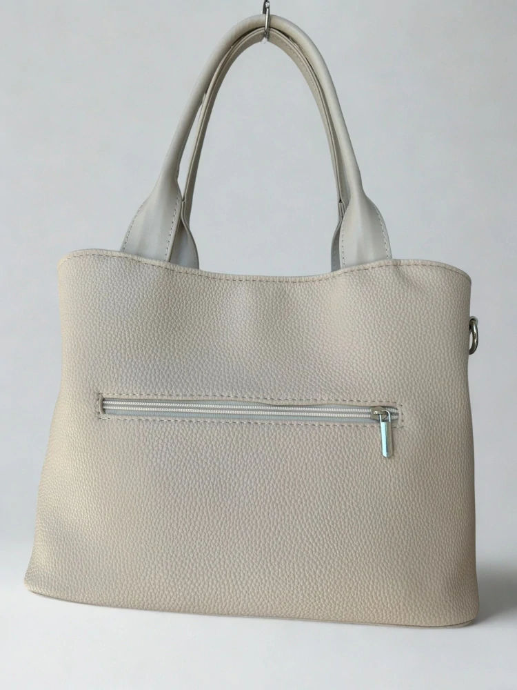 Veľká béžová crossbody kabelka s rúčkami s portrétom Grosso 30x23x15