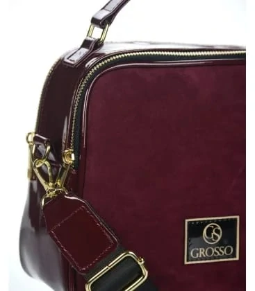 Bordová crossbody kabelka so zlatými aplikáciami s rúčkou Grosso 24x22x10
