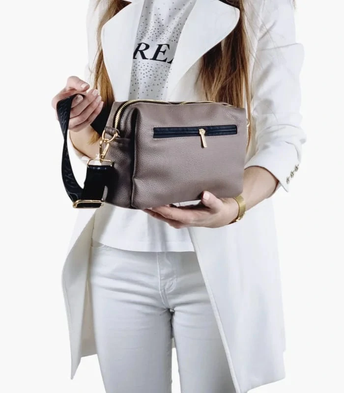 Hnedá crossbody kabelka s 3 kapsickami na zips Grosso 26x18x9
