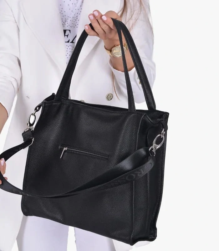 Veľká mäkká čierna crossbody kabelka s rúčkami na plece Grosso 36x32x12