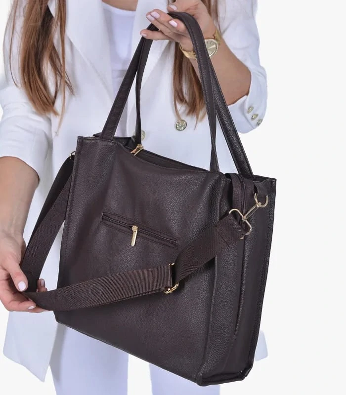 Veľká mäkká hnedá crossbody kabelka s rúčkami na plece Grosso 36x32x12