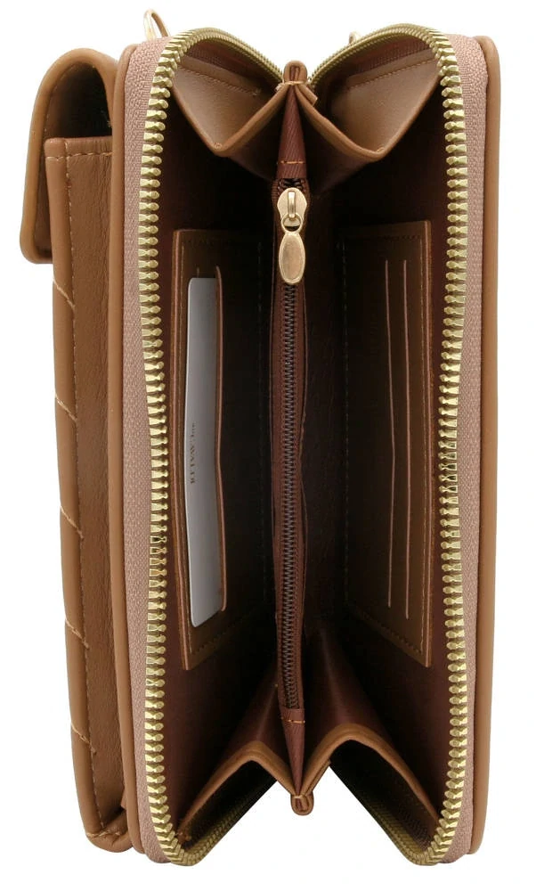 Bežová elegantná crossbody kabelka/peňaženka Cavaldi s remienkom 20x11x4.5