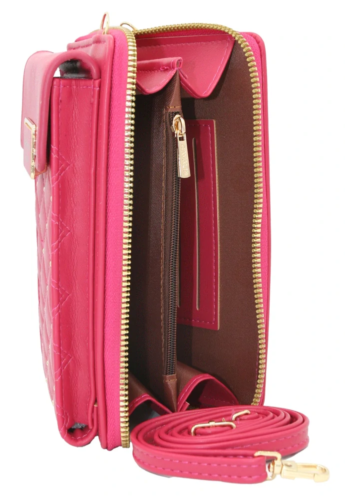 Magenta elegantná crossbody kabelka/peňaženka Cavaldi s remienkom 20x11x4.5