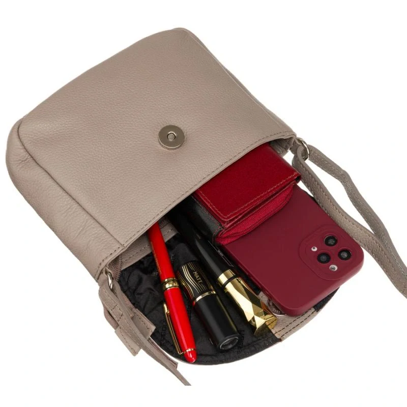 Malá hnedá štýlová kožená crossbody kabelka z prírodnej kože Peterson 19x15x6