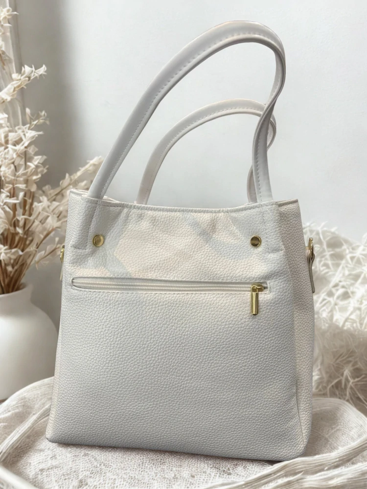 Veľká biela crossbody kabelka s rúčkami s kresbou ženy Grosso 30x29x14