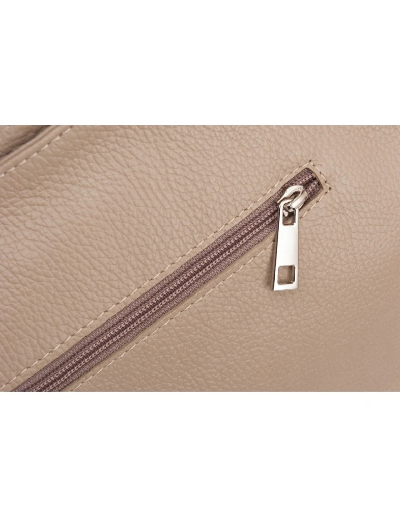 2 v 1 Hnedá elegantná kožená crossbody kabelka so zipsami Grosso 32x28x14