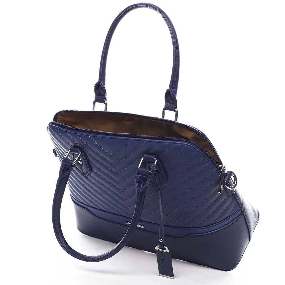 Modrá elegantná prešívaná crossbody kabelka do ruky David Jones 34x26x13