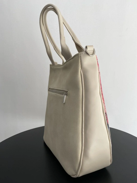 Veľká béžová crossbody kabelka Grosso – Žena v Paríži 34x32x12 cm