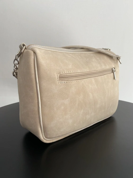 👜 Exkluzívna krémovo-béžová crossbody kabelka Grosso s mramorovým efektom 28x21x12 cm