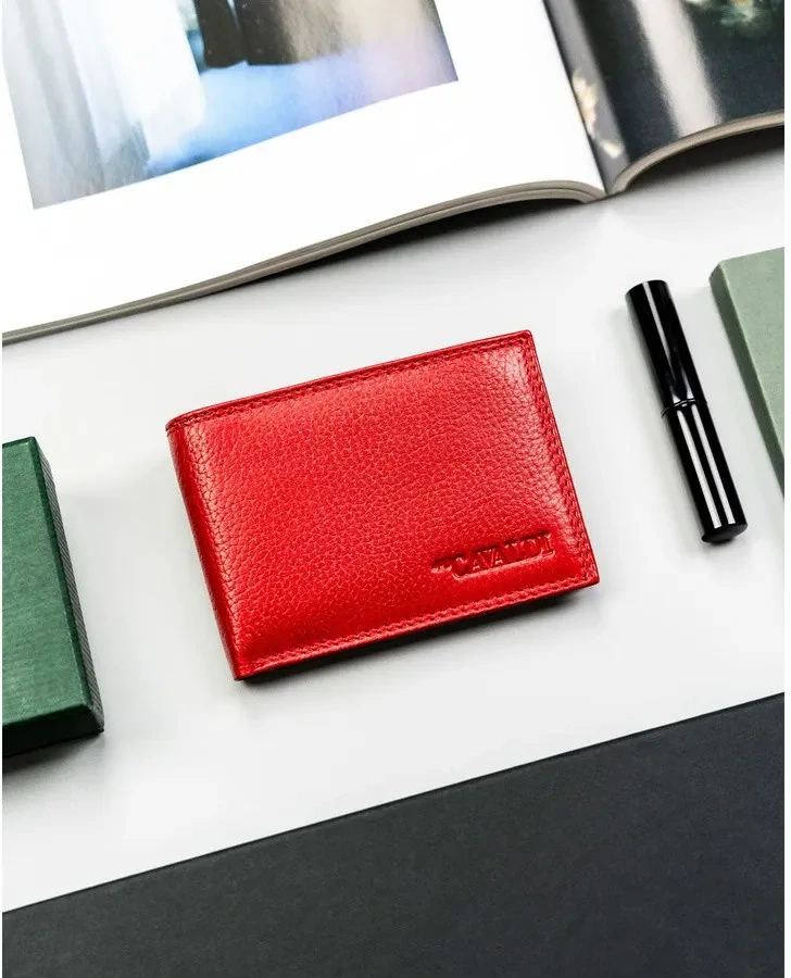 👛 Malá dámska červená kožená peňaženka Cavaldi 11x8x2 cm
