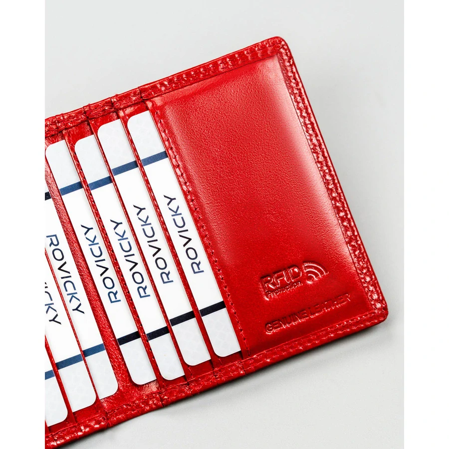 👛 Luxusné červené kožené puzdro a peňaženka na karty 4U Cavaldi Red 10,5x9x1,5 cm