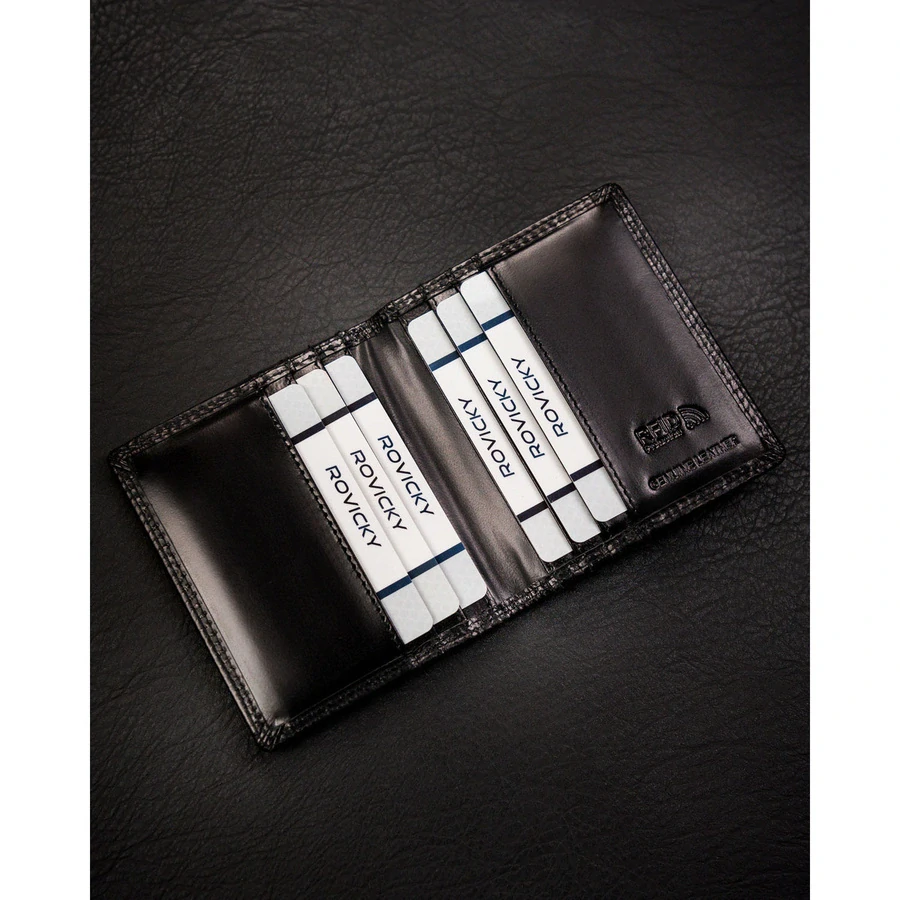💳 Pánske luxusné čierne kožené puzdro a peňaženka na karty 4U Cavaldi 10,5x9x1,5 cm