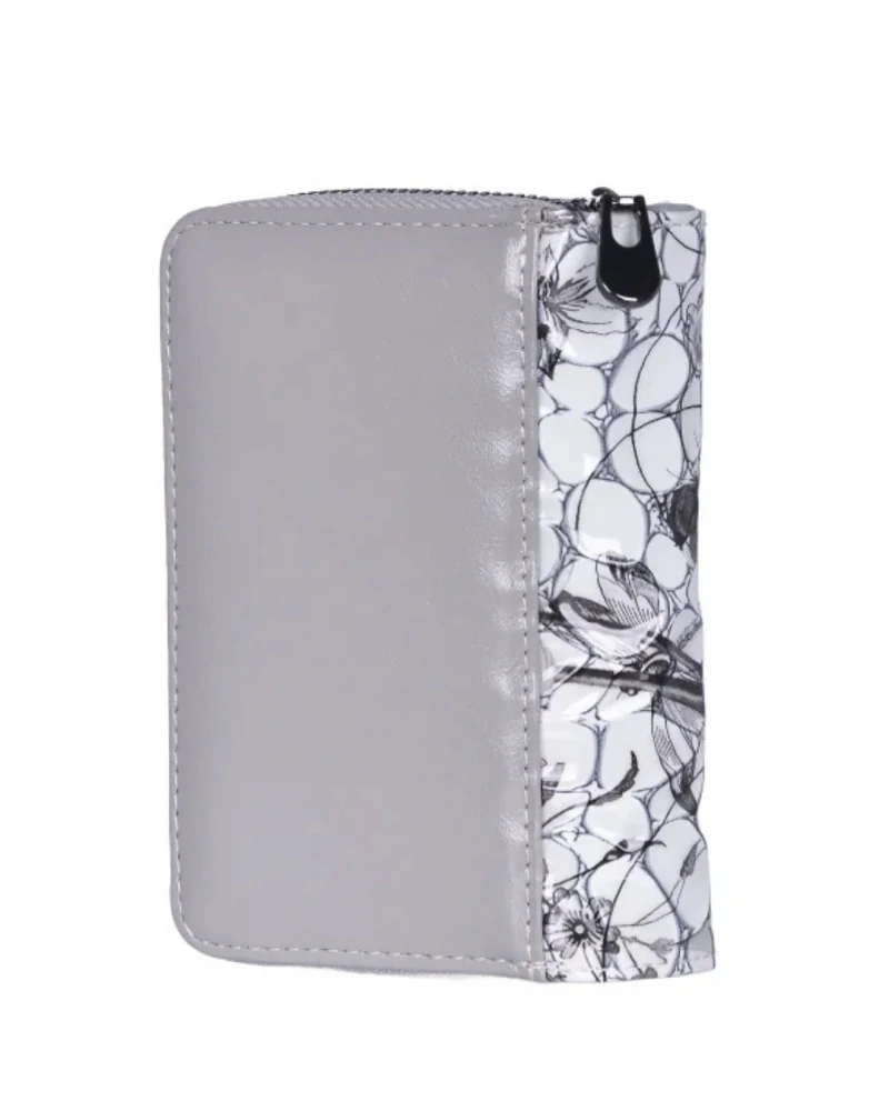 👛 Luxusná sivá dámska kožená peňaženka Grosso s lakovaným povrchom 13x9x3,5 cm