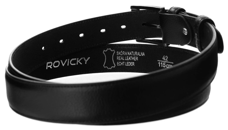 Pánsky kožený opasok Rovicky čierny 3.5/42/115 z pravej kože.