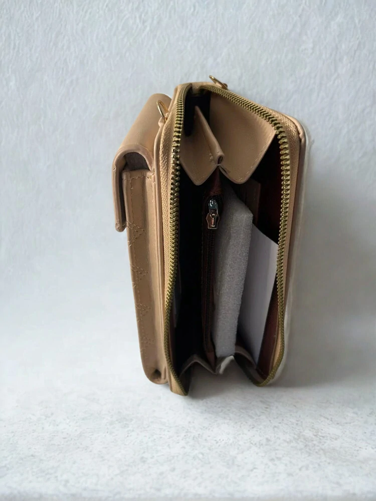 Bežová elegantná crossbody kabelka/peňaženka Cavaldi s remienkom 20x11x4.5