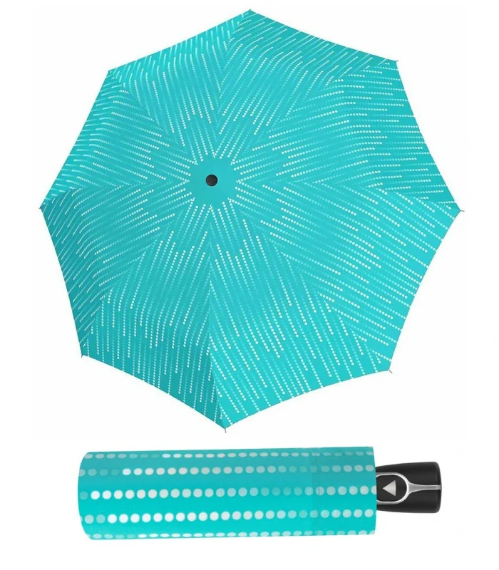 Fiber AC Glamour - vystreľovací dáždnik Doppler svetlomodrý bodkovaný 28cm