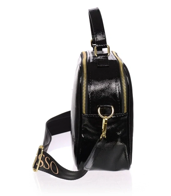 Čierna crossbody kabelka so zlatými aplikáciami s rúčkou GROSSO 24x22x10