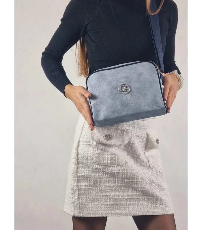 Menšia rifľová crossbody kabelka so zipsom Grosso 25x19x7