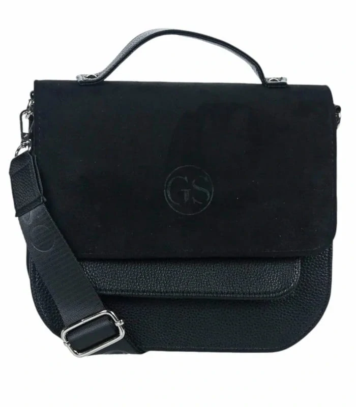 Čierna štýlová crossbody kabelka s rúčkou GROSSO 25x22x12