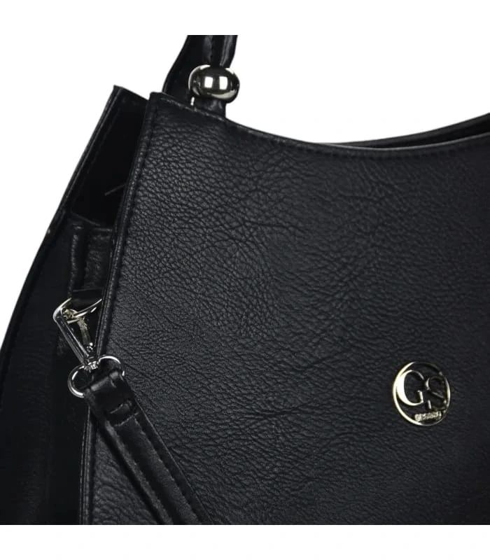 Čierna pevná elegantná kabelka s priehradkou a ramienkom Grosso 34x24x12