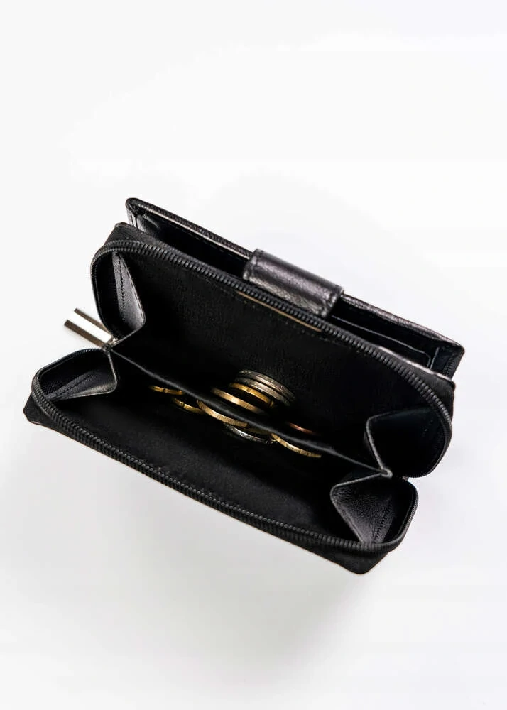 Kožená čierna dámska elegantná peňaženka Rovicky 13x10x3