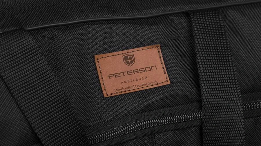 Malá príručná čierna texilná cestovná taška Peterson 40x25x20
