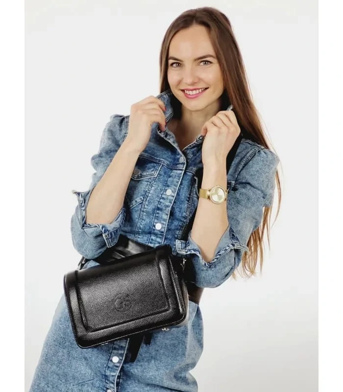 Štýlová čierna crossbody kabelka Grosso 25x18x10