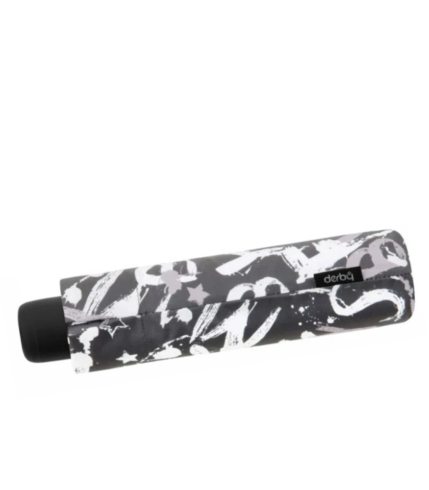 Hit Mini Graffiti Čierno-biely skladací dáždnik Derby 24cm