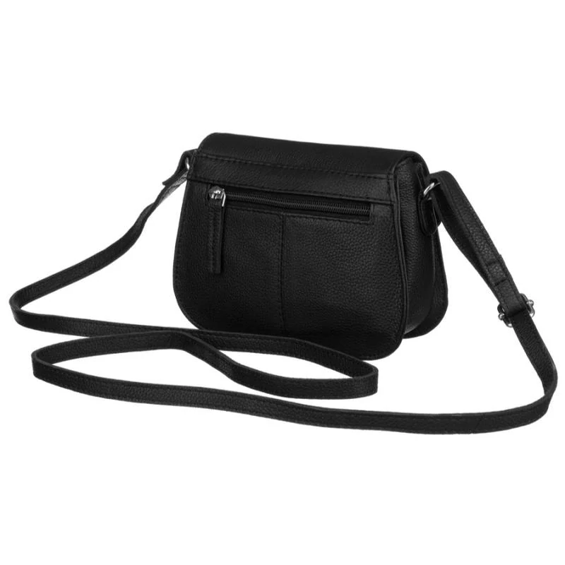 Malá čierna štýlová kožená crossbody kabelka z prírodnej kože Peterson 18x14x5