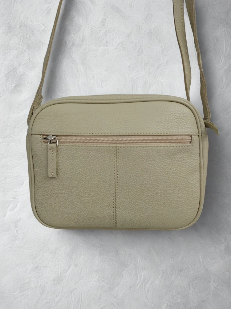Béžová kožená crossbody messenger kabelka z prírodnej kože Rovicky 22x16x6