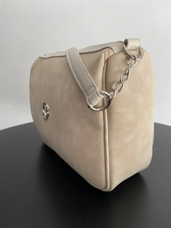 👜 Exkluzívna krémovo-béžová crossbody kabelka Grosso s mramorovým efektom 28x21x12 cm