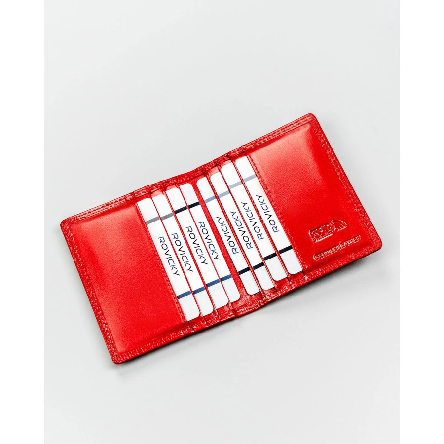 👛 Luxusné červené kožené puzdro a peňaženka na karty 4U Cavaldi Red 10,5x9x1,5 cm