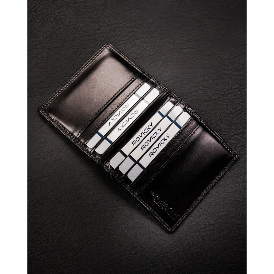 💳 Pánske luxusné čierne kožené puzdro a peňaženka na karty 4U Cavaldi 10,5x9x1,5 cm