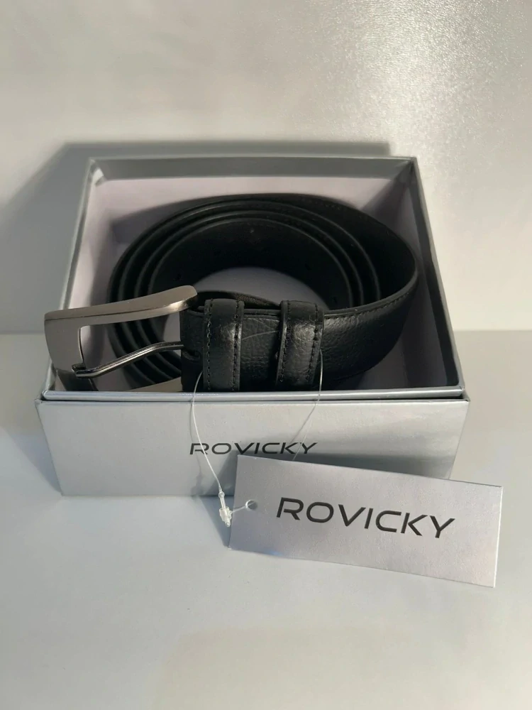 Pánsky kožený opasok Rovicky čierny 3.5/42/115 z pravej kože.