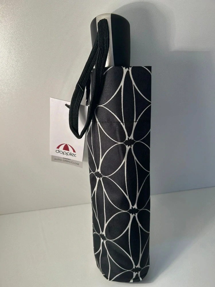 Fiber Magic Black&White Rings - dámsky plne automatický dáždnik Doppler čierny 28cm