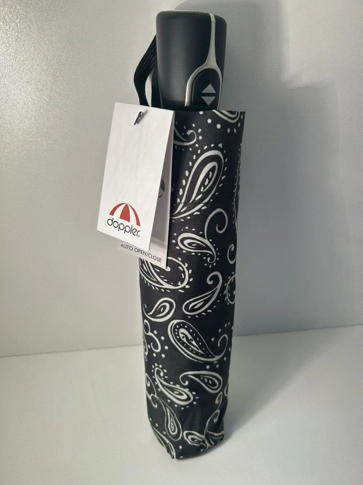 Fiber Magic Black&White - dámsky plne automatický dáždnik Doppler čierny 28cm