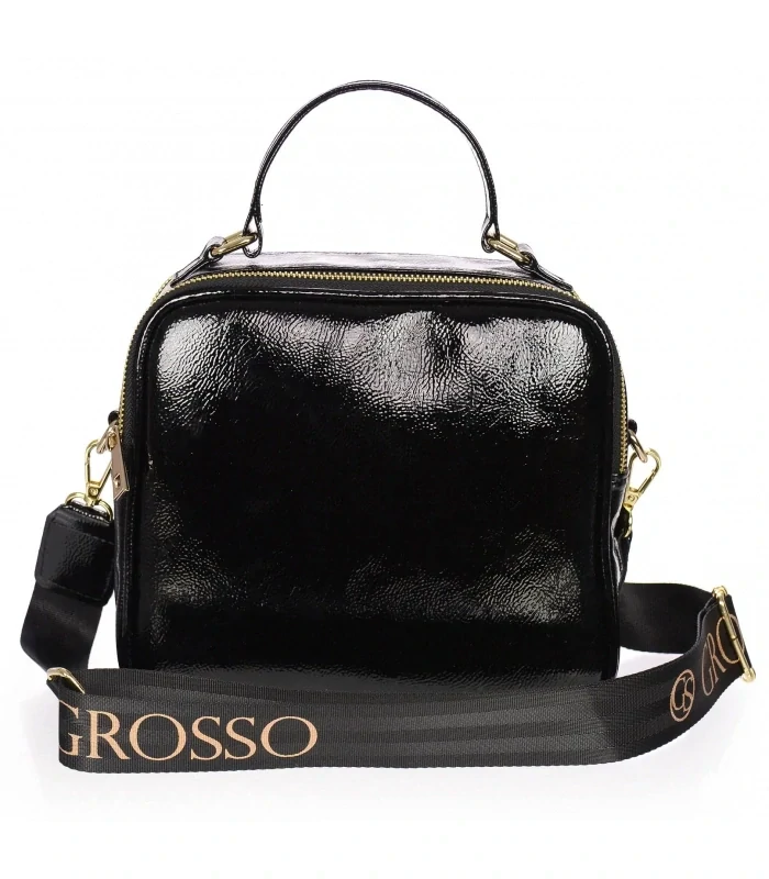 Čierna crossbody kabelka so zlatými aplikáciami s rúčkou GROSSO 24x22x10