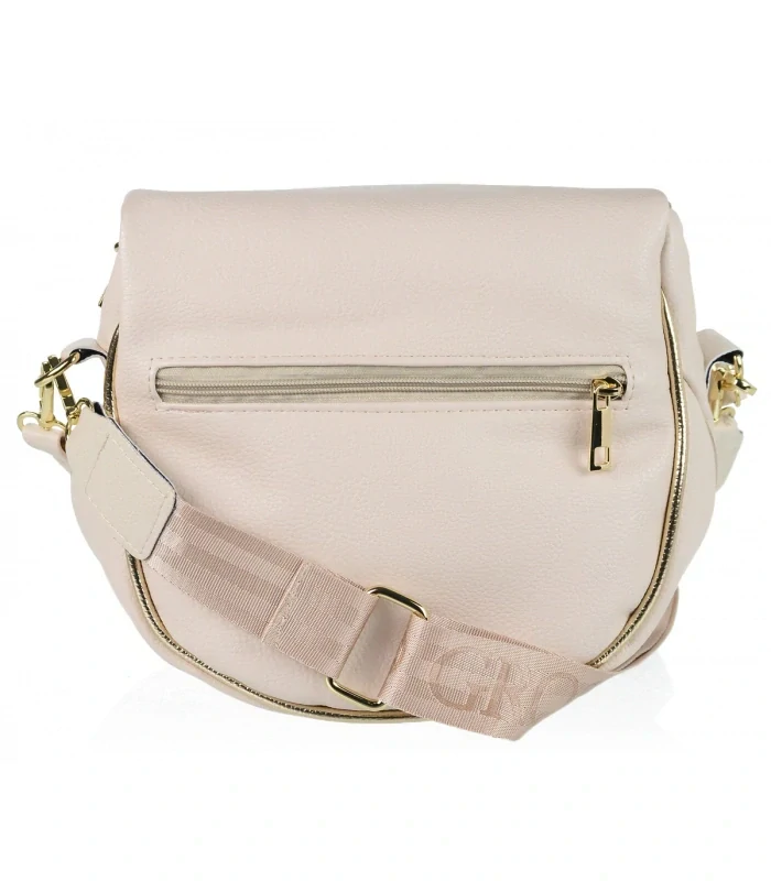 Béžová crossbody kabelkas s rúčkou, ramienkom a so zlatým zipsom Grosso 24x23x12