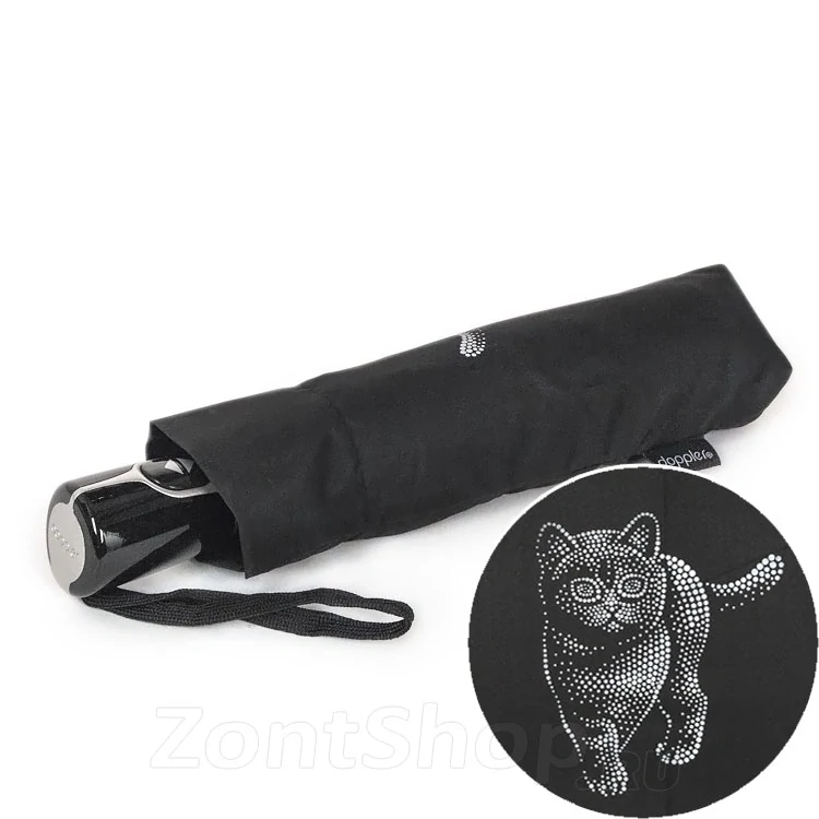 Fiber Magic Cats - dámsky plne automatický dáždnik Doppler s mačkou čierny 28cm