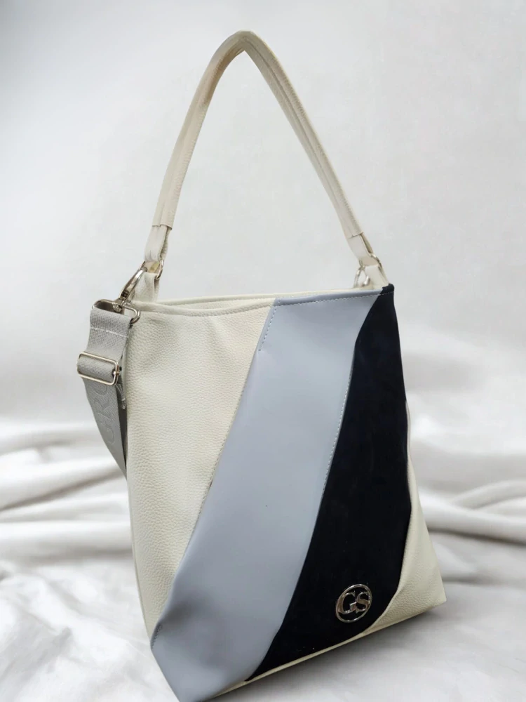 Prešívaná moderná modro-biela crossbody kabelka na plece Grosso 34x30x14