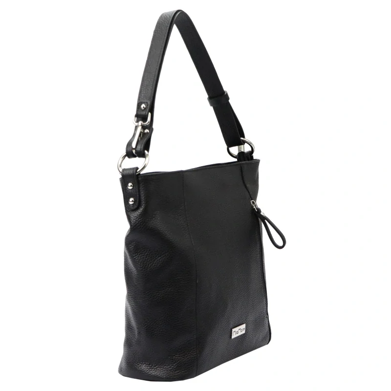 Veľká čierna jednoduchá elegantná kožená crossbody kabelka s logom MiaMore 35x30x13