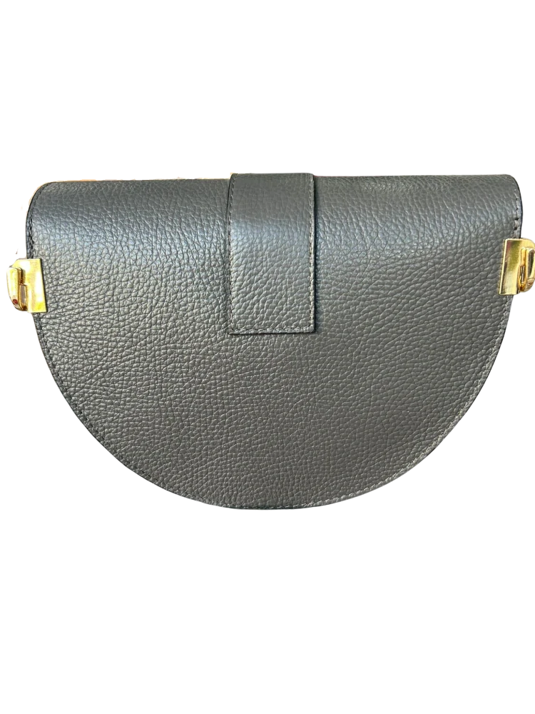 Elegantná šedá kožená crossbody kabelka s lastovičkami Laura Biaggi 24x20x9